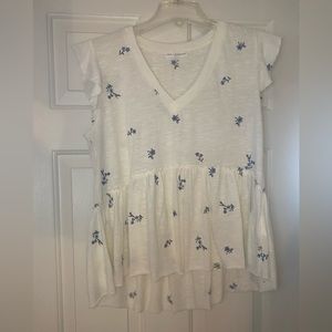 Francesca’s floral embroidered babydoll tee